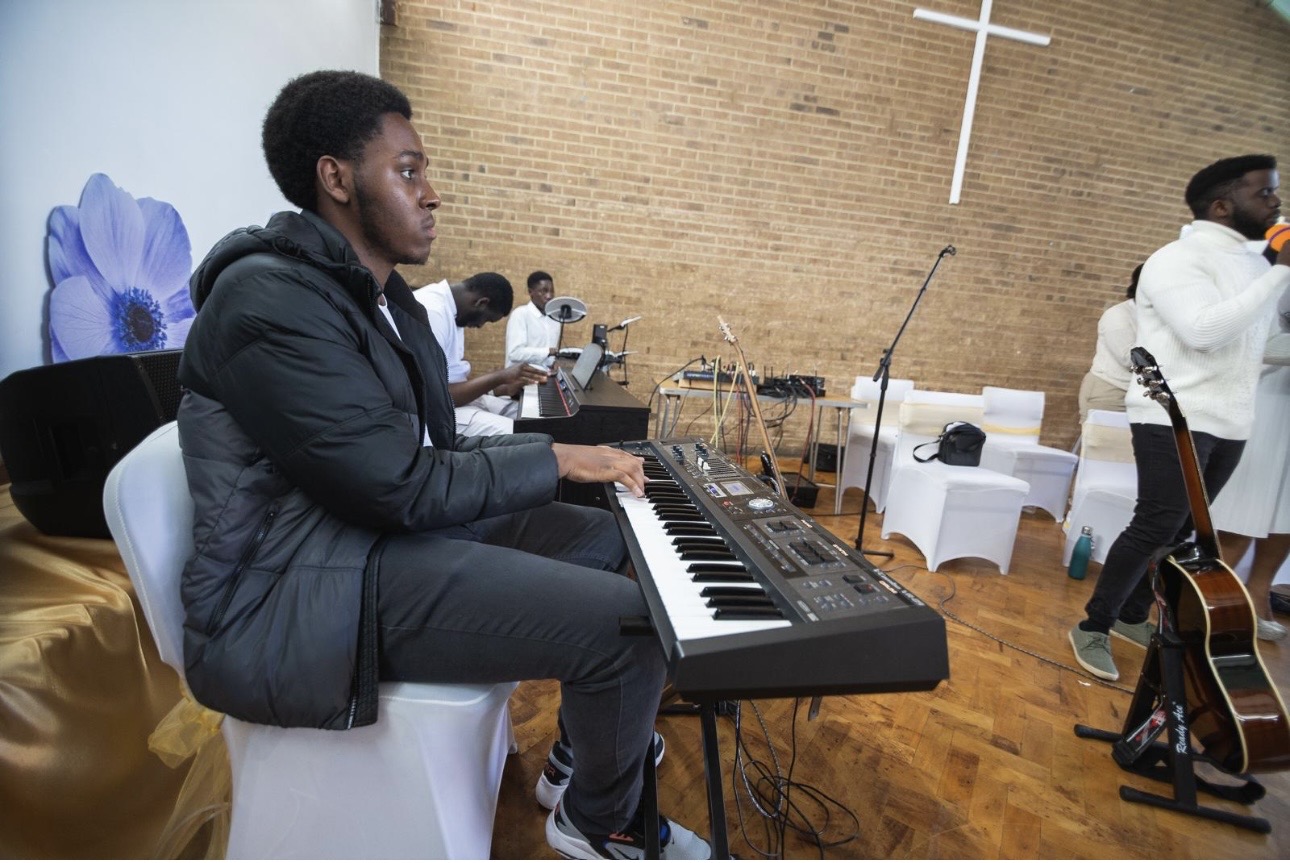 Keyboardist during worship